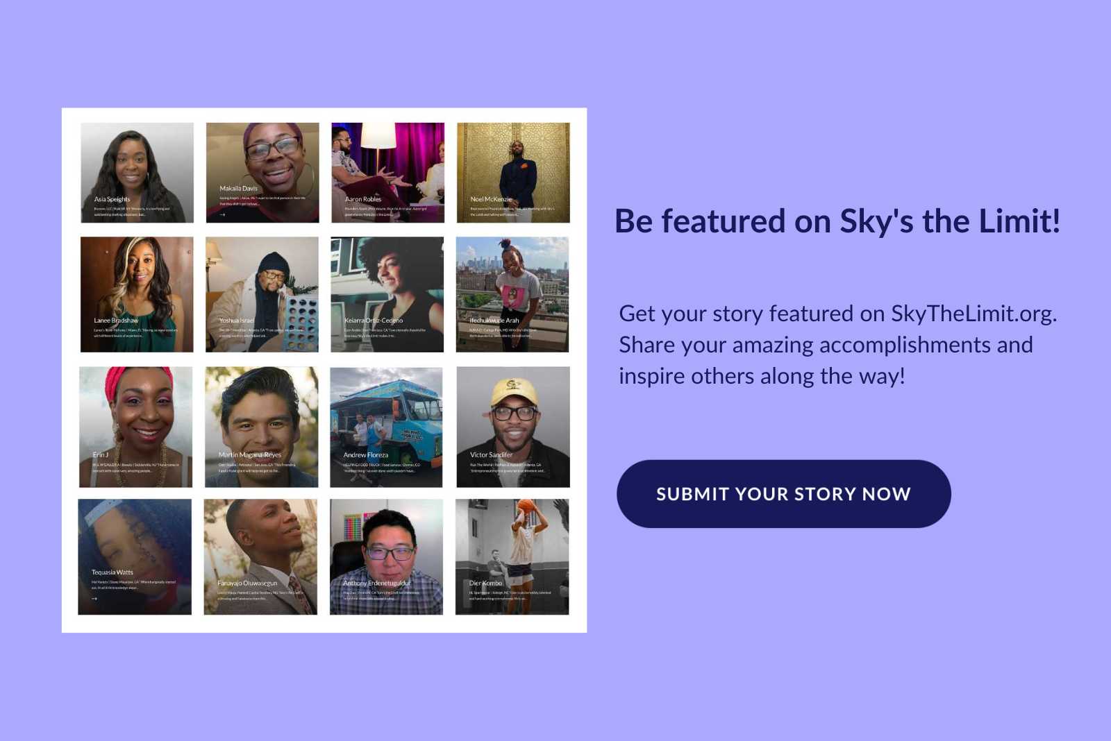 Be featured on Skys the Limit!